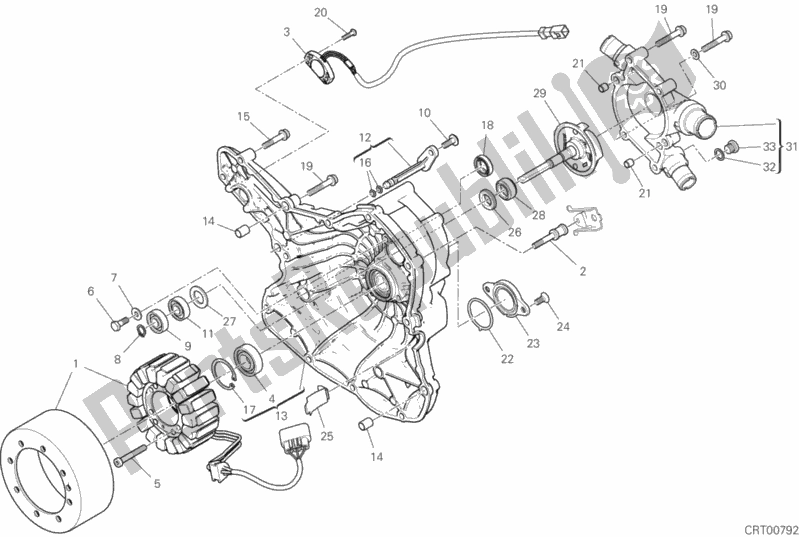 Alle onderdelen voor de Waterpomp-altr-zijde Crnkcse Deksel van de Ducati Supersport S USA 937 2019